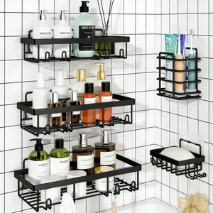 Punch-Free Bathroom Organizer Kit Iron Wall Storage Rack Must-Have Home Item 2026 Ideal New Year Gift Easy Install Versatile Storage shower caddy Triangular Suction Cup