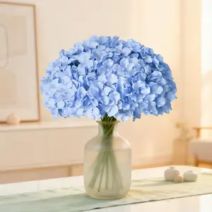 20 Pcs Blue Hydrangea Artificial Flowers Bulk, Faux Hydrangea Flower Heads, Silk Material, Ideal for Weddings & Home Decor, Artificial Bouquet, Home Decoration Bouquet