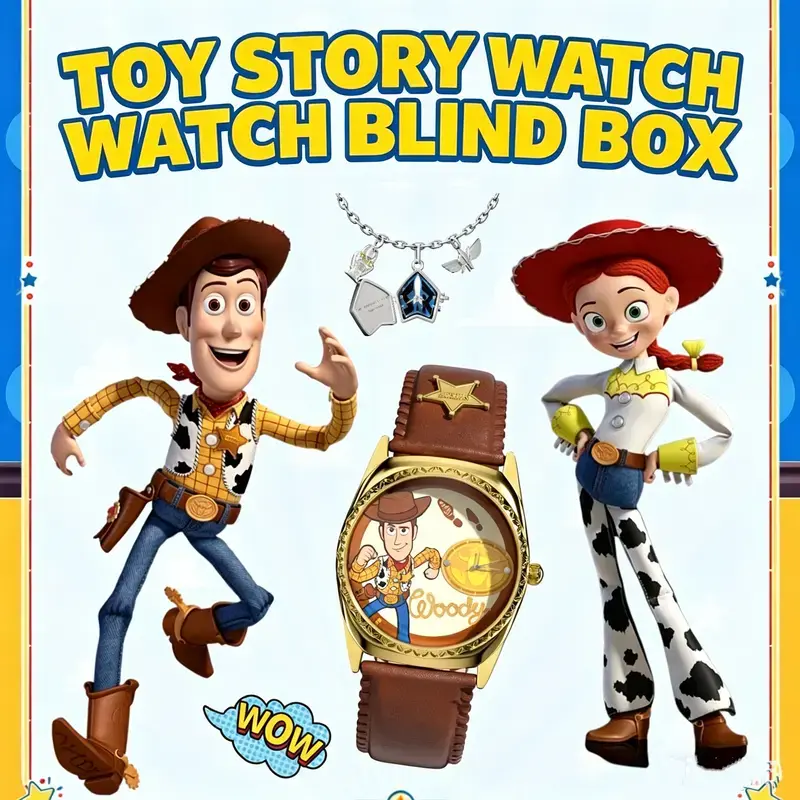 Disney Toy Story 5 Series Unisex Vibrant Geometric Blind Box Watch, Collectible Mystery Water-Resistant PU Leather Wristwatch with Woody, Buzz Lightyear, Jessie, Aliens & More, Cute Casual Accessory, Perfect Surprise Gift for Fans, Accessories