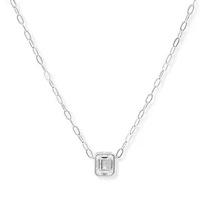Radiance by Absolute™ Sterling Silver Emerald Cut Pendant Necklace