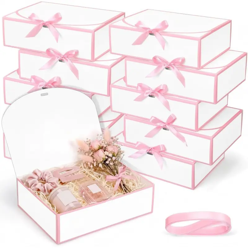 10PCS Gift Box Set With Lids & Bow Ribbon Packaging,Cupcake Boxes,Bridesmaid & Best Man Proposal Boxes with Ribbon,Chocolate Candy Boxes for Graduation Gifts,Baking Supplies,Home Baking Supplies,Suitable For Weddings,Engagements,Birthday