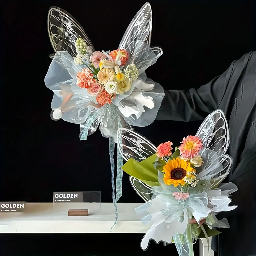 Transparent Butterfly Flower Wrapping Paper, 20pcs Bouquet Gift Packaging Material, Ideal for Elegant Present Wrapping, Gift Wrapping Supplies
