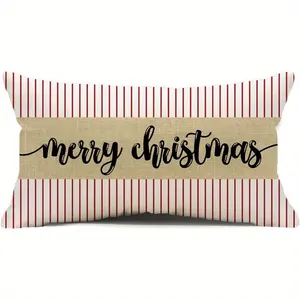 4pcs Christmas Pillow Covers with Zipper - Modern, Machine Washable, Striped Design for Holiday Home Decor & Sofa