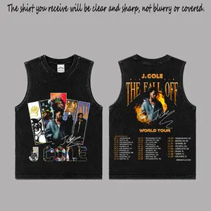J. Cole The Fall Off World Tour Premium Acid Washed Tank Top T-Shirt, Vintage Hip Hop Rap Graphic Tee, Fire Crown Streetwear Sleeveless Shirt, Concert Fan Apparel, Gift For J. Cole Fans