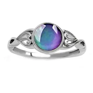 Mood Ring for Women - Temperature Sensitive Color Changing Stone Band, Vintage Adjustable Finger Ring, Unique Emotional Jewelry Gift for Her tarnish proof men whimsical Elegant Bear Necklace Oversize Gold Plated Pendant Retro Zircon Sterling Silver Cross