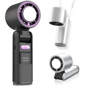 Portable Handheld Fan – Adjustable Speed Turbo Mini Fan with Cooling Mode, Rechargeable, Digital Display, Foldable Personal Fan with Night Light, Suitable for Women and Men Outdoors.