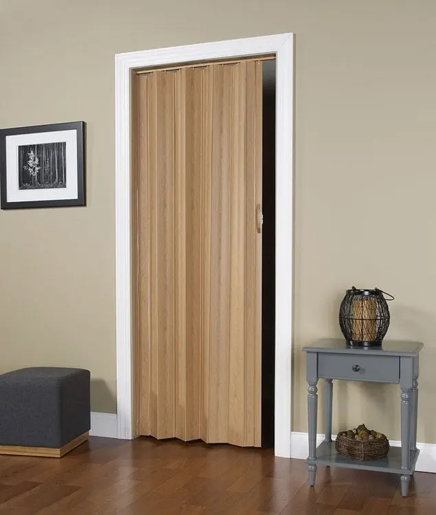 48x96" Via Oak Solid Vinyl Bifold Door with Flexible Hinges, 11 lbs. Space Saver Home Improvement Building Supply Door, Bifold Doors, Size 48X96"