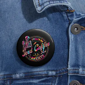 mooshie Custom Skull Coffee Pin Buttons, Fun Gifts for Baristas, Cute Punk Accessories, Unique Badges for Halloween or Everyday Wear