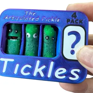 Tickles The Pickle 3D Printed Fidget Toy Pack - 3 Green Pickles & Mystery Pickle - 4 Pack for Ages 6-8 Years