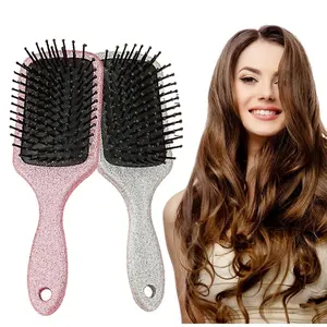Glitter Hair Brush Set, 2 Counts/set Square Flat & Rectangular Buffer Nylon Brush Head, Durable Abs Plastic Handle Scalp Massage Comb