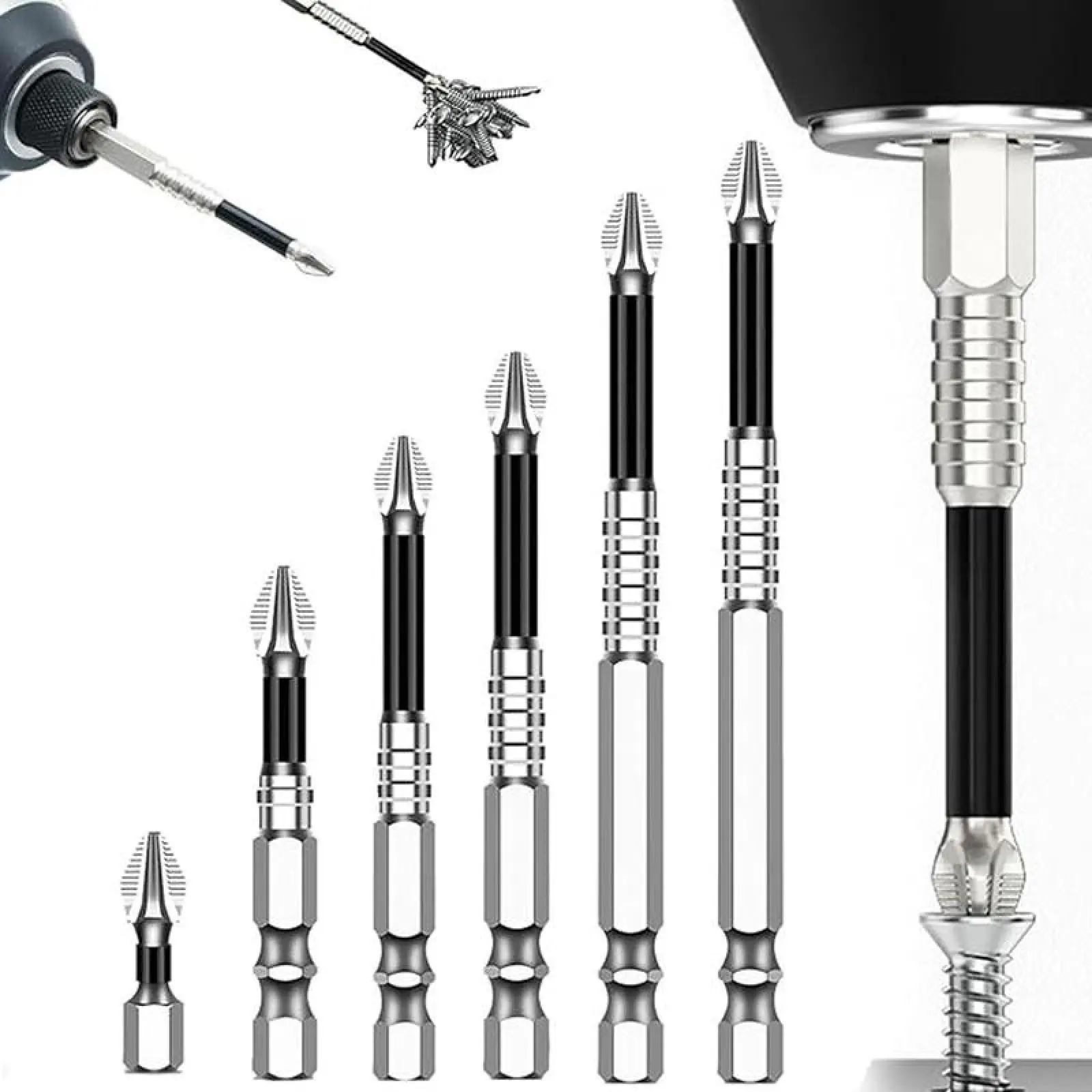 K5 Impact-Resistant and Non-Slip Bit,Impact Driver Bit Set,Titanium Alloy Impact Non-Slip Cross Head,High Magnetic Screwdriver Drill Bit.