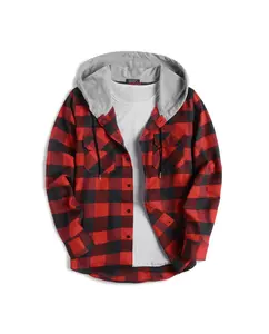 COOFANDY Men's Plaid Hoodie Flannel Shirt Jacket Long Sleeve Casual Fashion Button Shirts