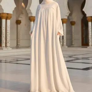 Lightweight Breathable Crepe Abaya with Secure Pockets for Umrah (MA386) summerwins
