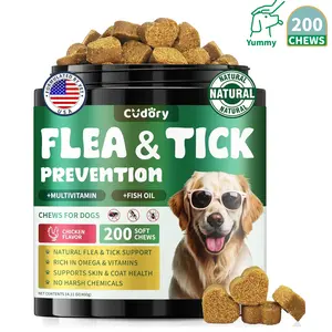 Natural Flea & Tick Support for Dogs – 200 Chews, All Breeds & Sizes, Supports Healthy Skin & Coat with Fish Oil | Omega-3, Puppy Flea Protection, Chicken Flavor