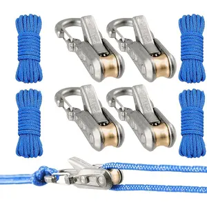 8-Piece Rope Set with Wheel Tightener, Easy Secure Lashing Tool with Locking Buckle, Ideal for Camping, Sailing, Outdoor Activities Adjustable Rope, Cord