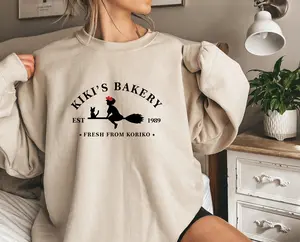 KiKi's Bakery Unisex Crewneck Sweatshirt, Jiji Shirt, Kiki's Delivery Service Hoodie, Studio Ghibli Sweatshirt, Hayao Miyazaki Shirt