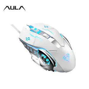 AULA S20 Wired Gaming Mouse, DPI Adjustable Gaming Mouse with Light Effect, Precise Control, Self-defined Macro Programming Plug-and-play Mouse for Notebook Desktop Computer