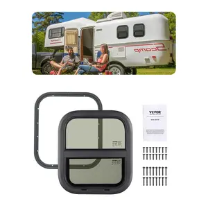 VEVOR Vertical RV Window,  14" W x 16" H Tinted Sliding RV Window with Net Screen & Trim Ring, Fit 15/16" - 1 3/4" Thickness Wall, RV Window Replacement for Teardrop Cargo Trailer Camper, DOT Approved