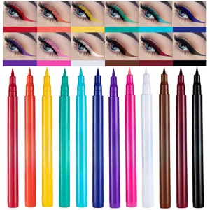 12 Colors Matte Liquid Eyeliner Set Rainbow Colorful Neon Eyeliner Pencil Pigmented Waterproof Smudgeproof Long Lasting Gel Eye Liner Christmas Makeup Gift Kit for Women (Set E)