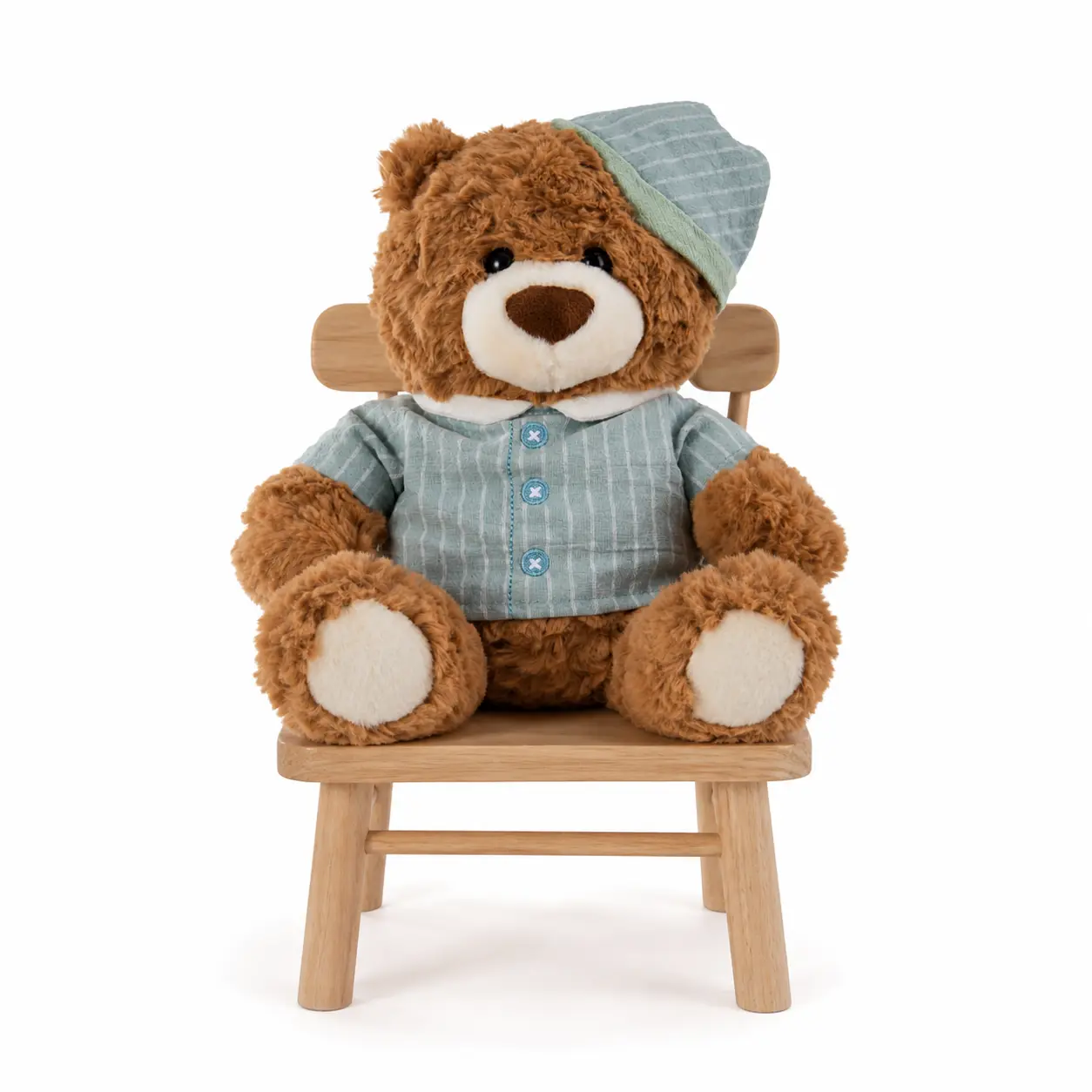 MINISO Sitting Pajama Bear Plush Toy - Cute Animal Design, Ultra-Soft Stuffed Collectible, Cuddly Gift for Girls' Birthday Parties