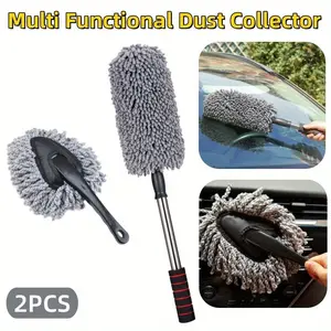2Pcs/Set Car Cleaning Tools,Microfiber Car Duster Exterior Scratch Free with Extendable Handle Multipurpose Car Dusters for Cleaning Exterior Interior