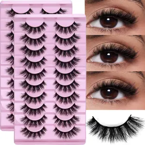 20 Pairs Pack 3D Fluffy Synthetic False Eyelashes, Cosmetic Dramatic Fake Eyelashes, Messy Thick Lashes, Perfect for Daily Wear & Special Occasions, Makeup