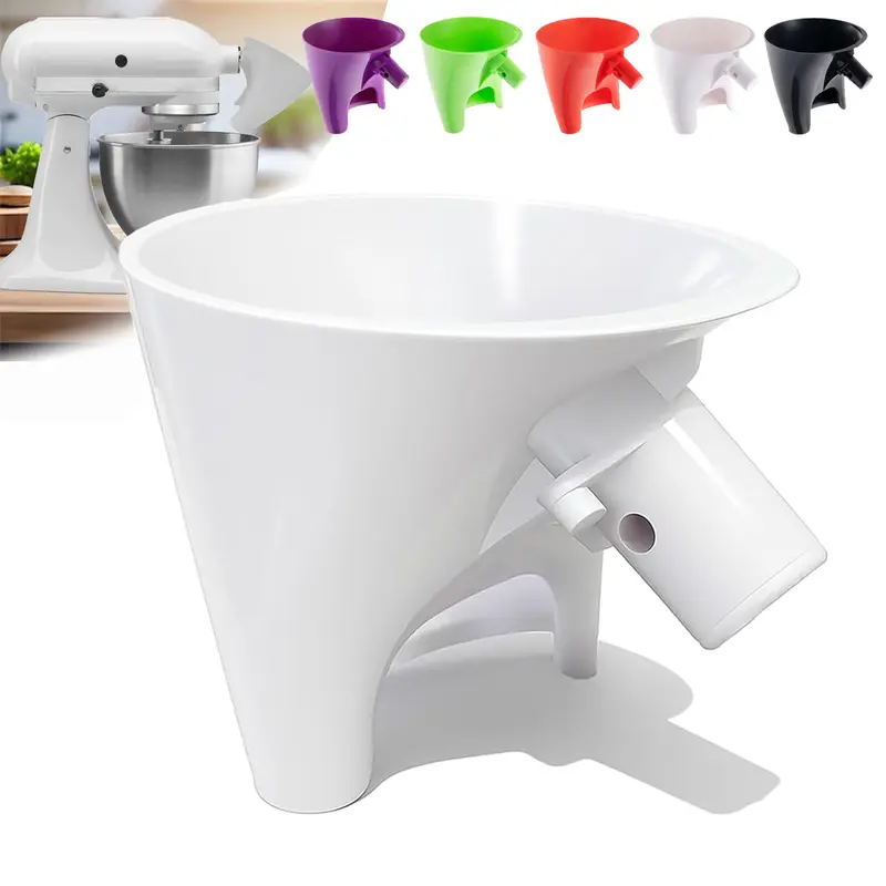 Tilt-Head Stand Mixer Flour Funnel, 4.5-5 Qt Bowl Fit, Dishwasher-Safe Baking Tool for Bakers, Convenient Kitchen Appliance Accessory for Dry/Wet Pour, Enhances Baking Efficiency, Streamlines Mixing Process, Keeps Kitchen Tidy