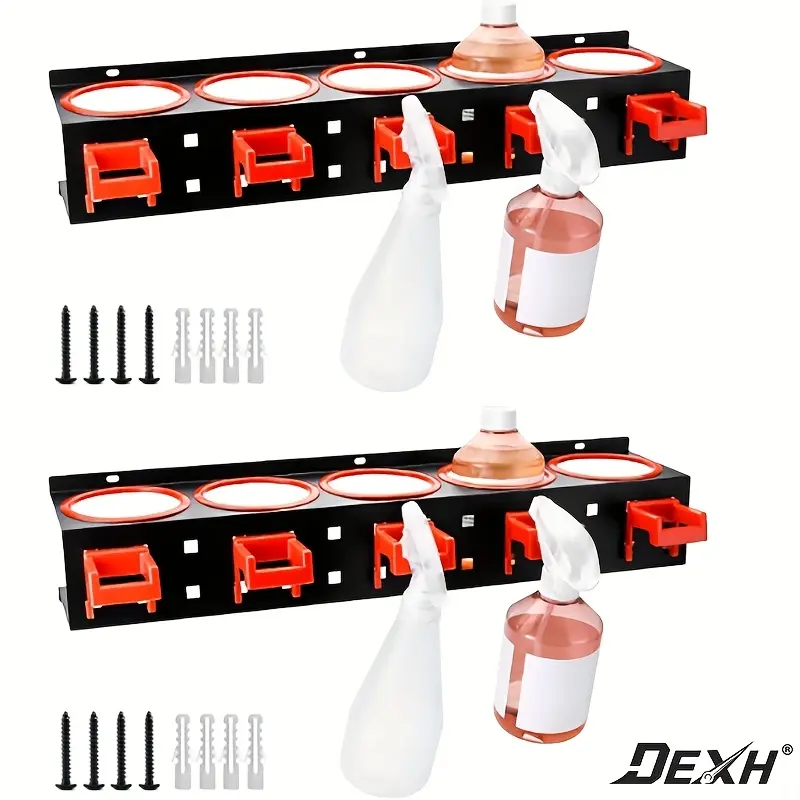 5-Hole Car Detailing Spray Bottle Rack with Stability, Car Interior Stowing & Tidying Bracket for Tool Organization, Includes 2 Spray Bottles