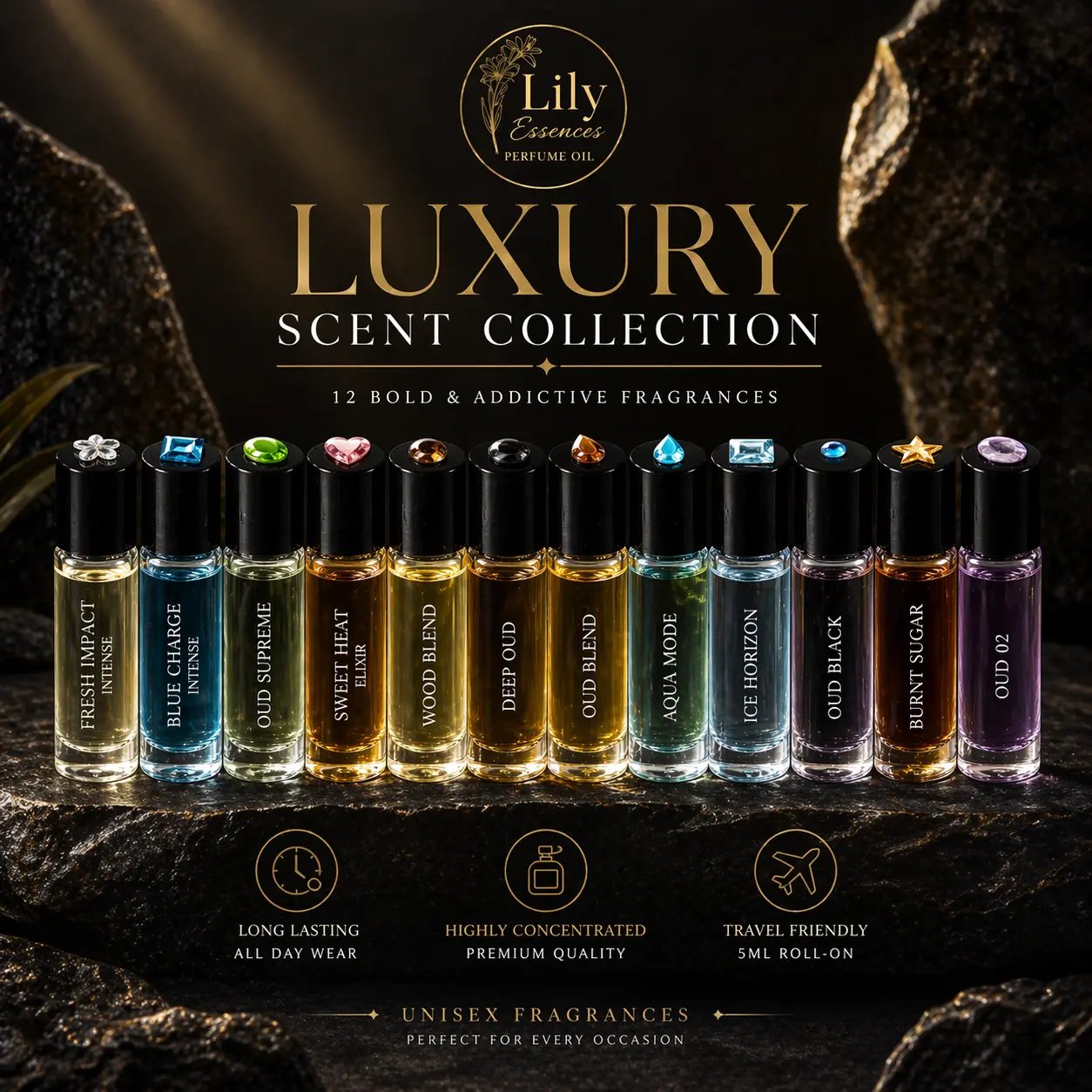 Lily Essences Signature Collection – 5ml Perfume Oil Roll-On | Long Lasting | Travel Size | Men