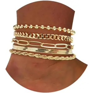 Extra Large Anklets for Women Large Ankle, 14K Real Gold Dainty Anklets for Women Waterproof, 10"+2" Adjustable Large Ankle Bracelets for Women Plus Size, Ankle Bracelets for Women Trendy