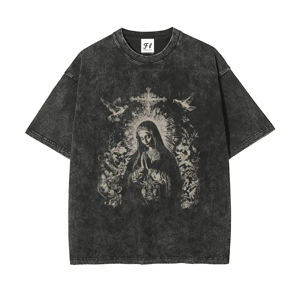Men's Retro Baggy T-Shirt - Unisex Casual Round Neck Shortsleeve Top, S-5XL Washed Batik Cotton Stretch Streetwear Clothes, Super Soft Pre-Shrunk Fabric
