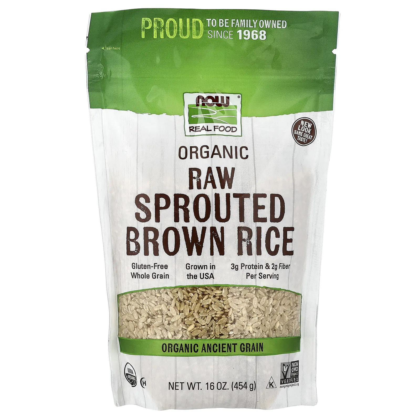 NOW Foods Real Food, Organic Sprouted Brown Rice, Raw, 16 oz (454 g)