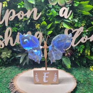 Labradorite Butterfly Wings with Stand Unique Home Decor Blue Iridescent Wings on Stand Enhance Your Space