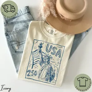 2026 Hot Statue of Liberty Shirt, USA 250 Vintage America Tee, 4th of July T Shirt, Retro Patriotic Graphic Tee, American Flag Shirt #FourthOfJulyVibes #PatrioticHoliday #AmericanHoliday
