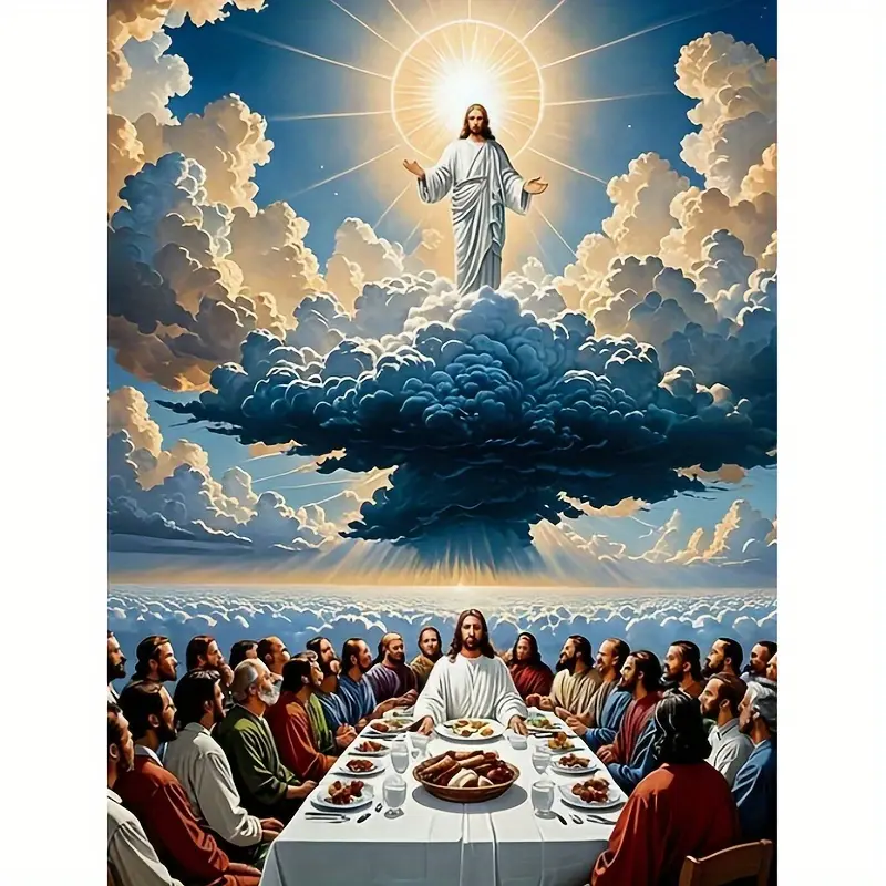 5D Full Drill Jesus Ascension & Last Supper Divine Scene Diamond Painting Kit - Inspirational Christian Art | DIY Handicraft Gift for Easter, Faith & Home Decor | Perfect Wall Art for Living Rooms, Prayer Spaces & Spiritual Nooks
