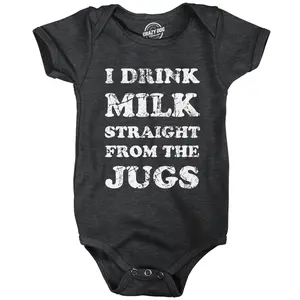 I Drink Milk Straight From The Jugs Baby Bodysuit Funny Breast Feeding Jumper for Infants Funny Baby Onesies Mother's Day Clothes for Baby Funny Sarcastic Onesie Novelty Onesie Black -