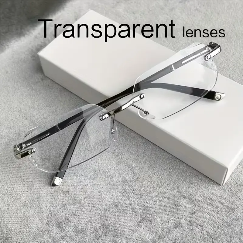 Clear Frame Rimless Glasses for Women & Men - Rectangular TR Material, Adjustable Strap, Lightweight & Durable, Perfect for Parties & Everyday Wear