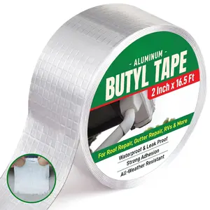 Butyl Tape,   Foil Tape for Leaks (2 Inch Wide) | Butyl Seal Tape for Roofs, Gutter Repair, Gutter Holes, Pipes, Metal Roof Patch, RV, Plumbing and Outdoor Sealing