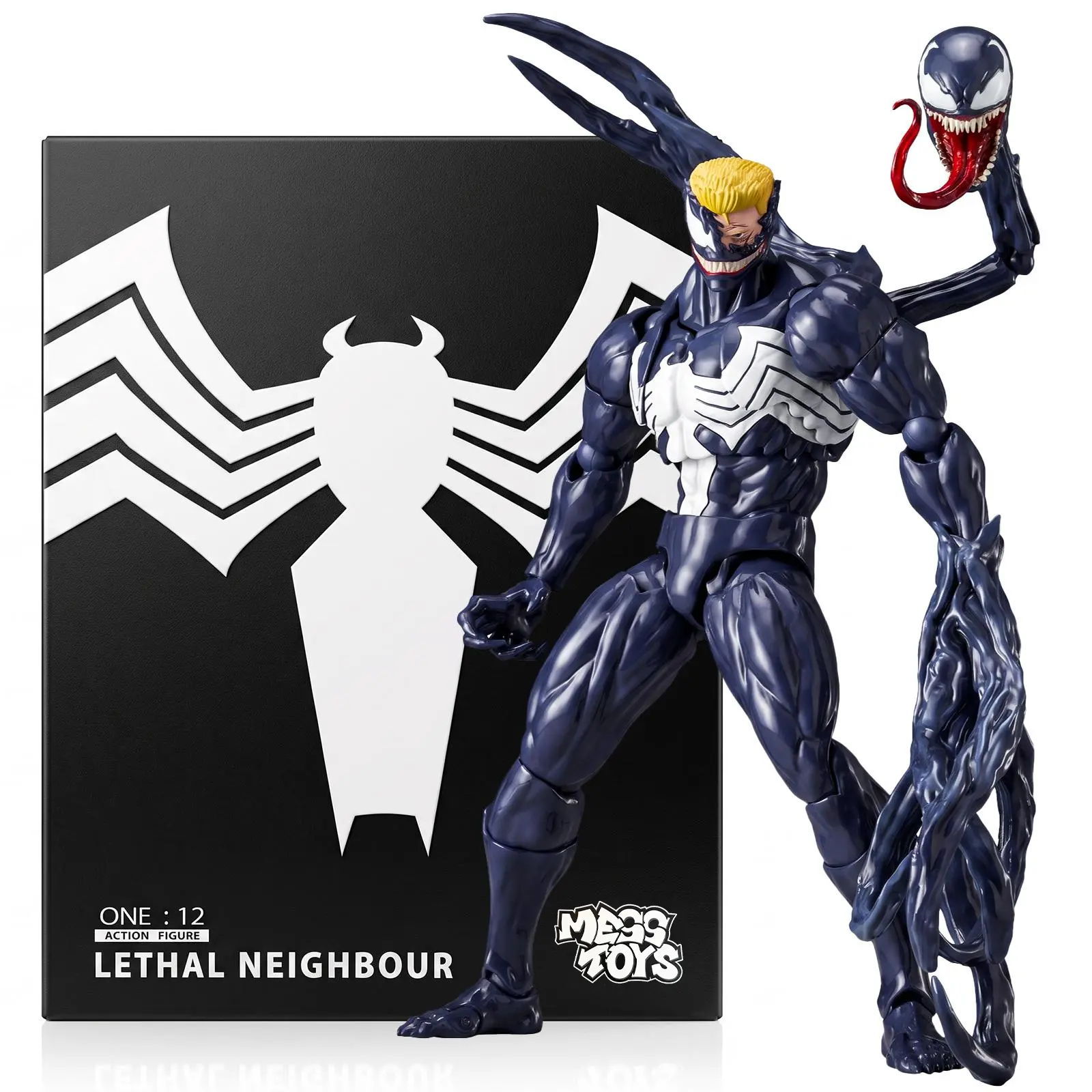 Marvel Venom (Eddie Brock) 1:12 7.4-Inch Articulated Symbiote Action Figure, Collectible with Alternate Heads, Alternate Hands, Tendrils, and Display Stand, Action Figures