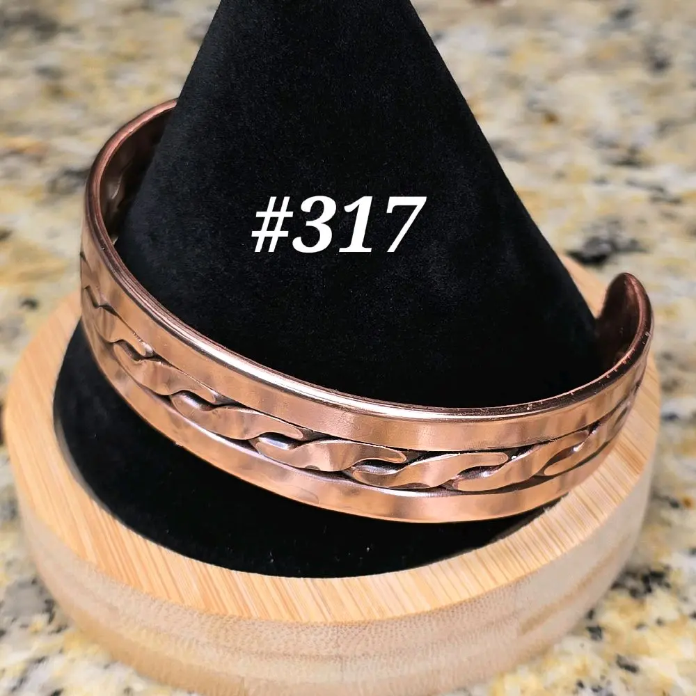 #317 Pure Copper 7 3/8" x 11/16" Hand-Woven Cuff Bracelet Handmade Artisan Jewelry Unisex Gift Ready Unique Handcrafted Design