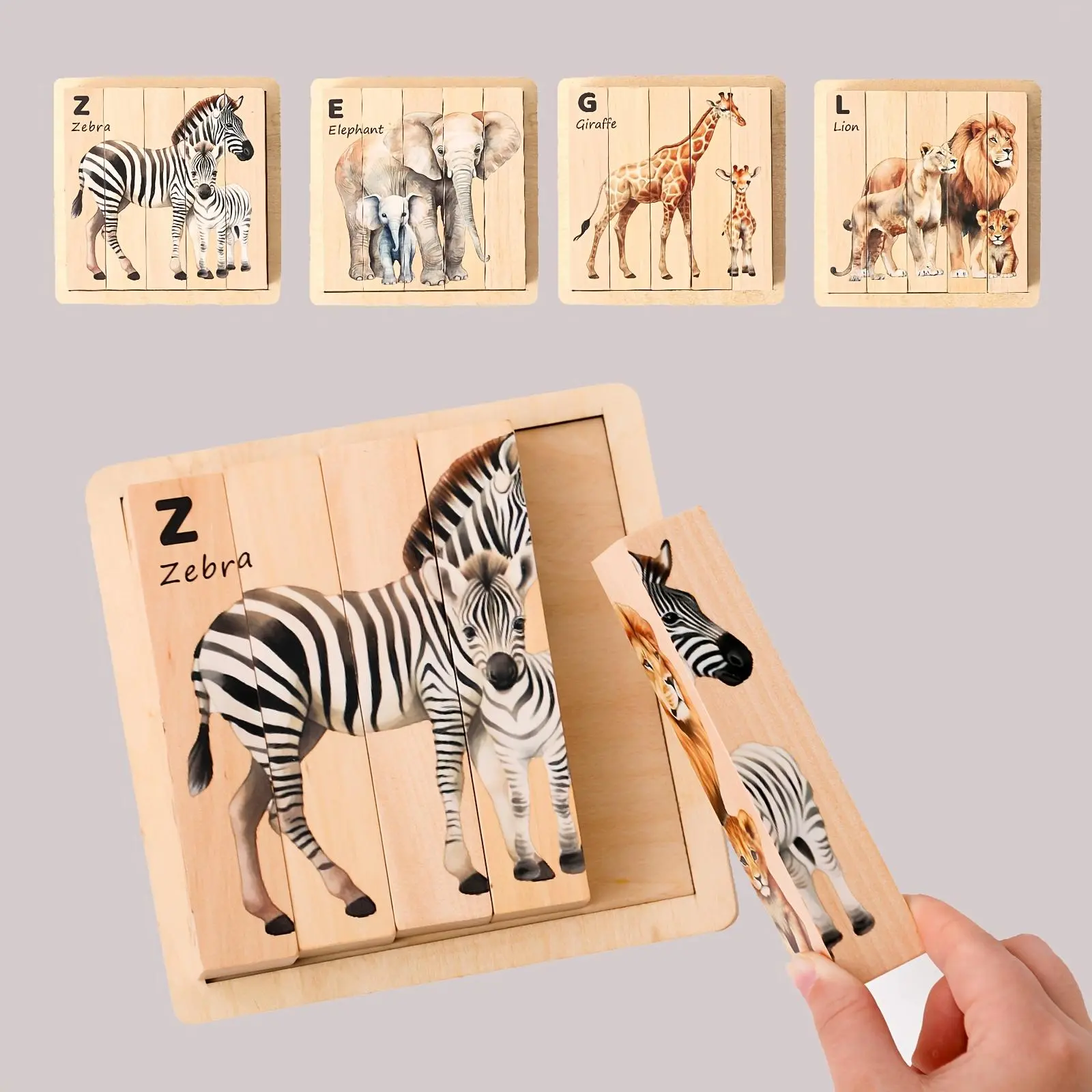 Baby puzzle animal puzzle toys infant early childhood toys children's English words cognitive puzzle board wooden toys Christmas Halloween birthday gift