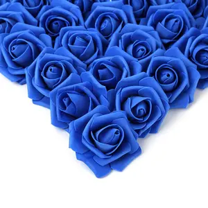 Foam Blue Decorative Rose Heads - 100Count Bulk Faux Flowers with Realistic Look for DIY Crafts, Decoration, Table Centerpieces, summervibes
