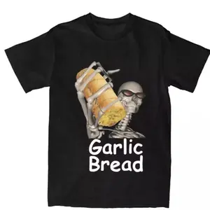 Garlic Bread Skeleton T-Shirt, Funny Meme Graphic Tee, Stupid Humor Shirt, Perfect for Bread Lovers, Quirky Halloween Design, Casual Unisex Top, Gift for Him, Gift for Her, Unique Meme Shirt Cotton Menswear
