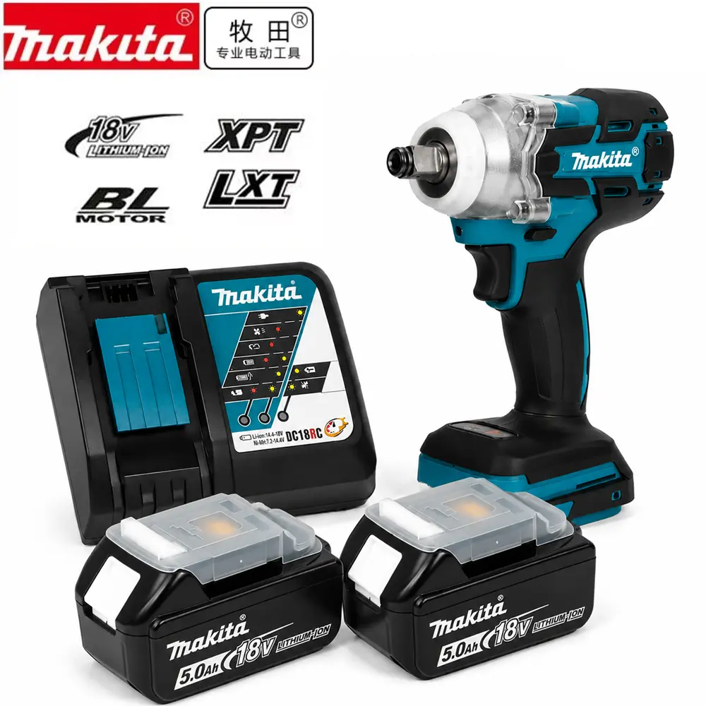 Makita DTW285 Cordless Impact Wrench Brushless 18V Electric Power Wrench Compact Heavy Duty Tool for Automotive Repair Home DIY