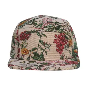 HatPhile Flower Multicolored Jacquard 5-Panel Hat Bold Floral Design Breathable Adjustable Strap Custom Fit Accessory