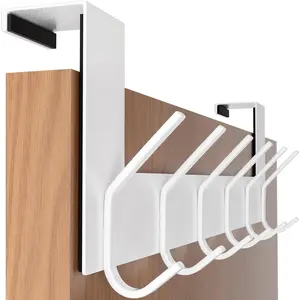 Over The Door Hook - White, No Assembly Required, Stainless Steel, Door Coat Rack for Entryway, Over Door Towel Hooks for Bathroom, Coat Hooks for Hanging Coats, Backpack, Jacket, Robes
