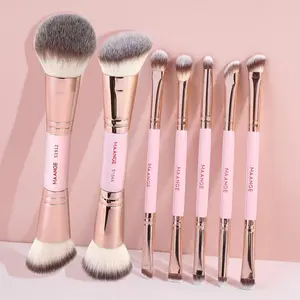 Maange Makeup Brush Set, Makeup Brushes Kits, 7 Dual-Ended Brushes + 12 Powder Puffs + 1 Makeup Bag with Metal Frame, Complete Beauty Tool Kit