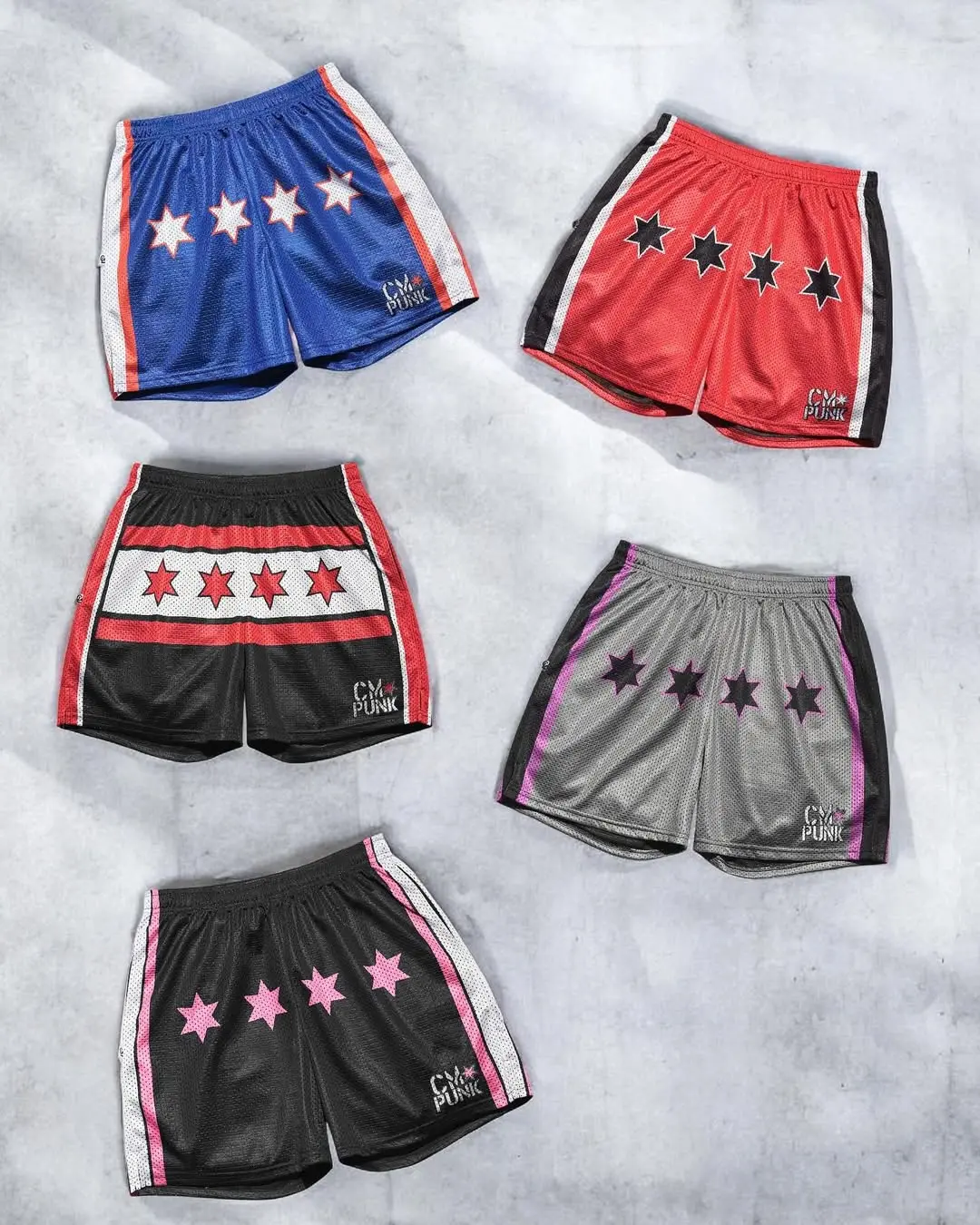 CM Punk Entrance Retro Mesh Shorts – WWE Wrestling Athletic Shorts for Men | Officially Licensed Gym & Streetwear Shorts | Lightweight Breathable Activewear for Training & Everyday Wear