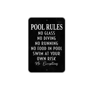 Personalized Custom Pool Rules Sign| Funny Swimming Pool Safety Decor| Metal Sign or Canvas for Backyard Patio Deck
