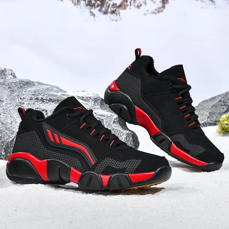 Men's Low-Top Off-Road Performance Casual Trainers, Autumn-Winter Lined Cotton Hiking Shoes, Breathable Mesh All Sizes Running Sneakers with Lightweight Anti-Slip Waterproof Design